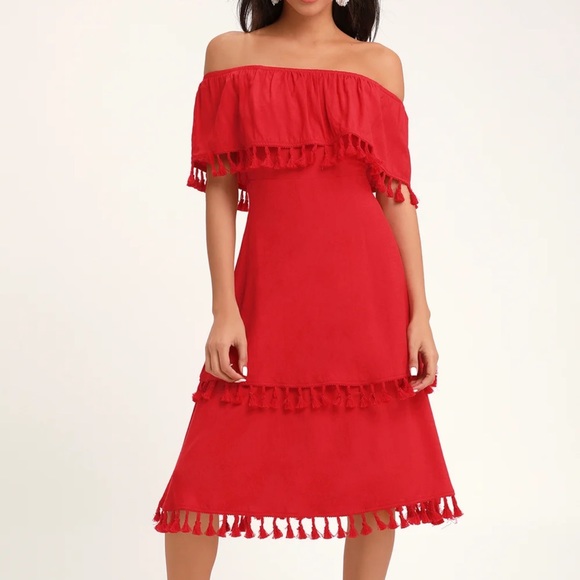 Lulus Dresses & Skirts - Red tassel dress